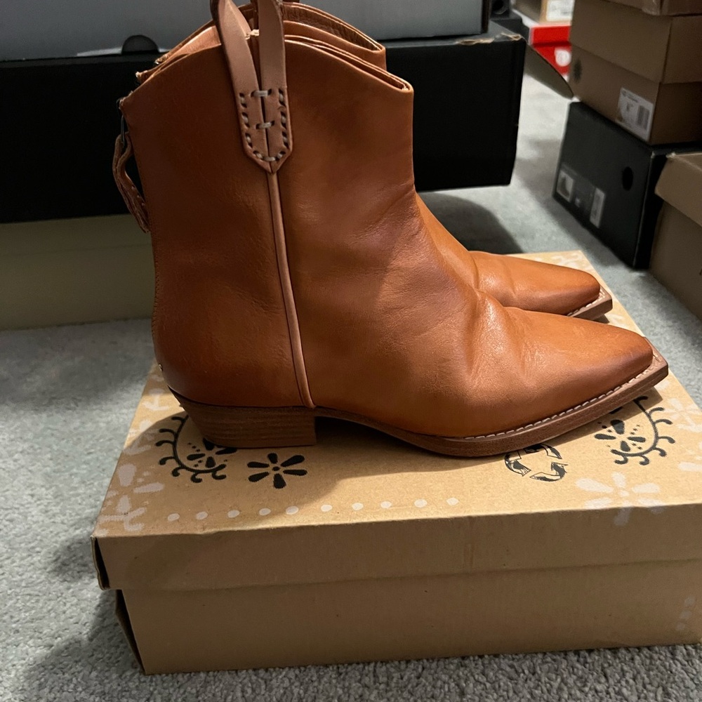 We The Free Brown Leather Ankle Boots